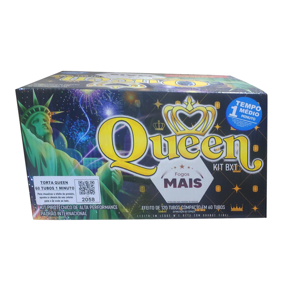 Torta Queen - 60 tubos - 1 minuto - Fogos Mais